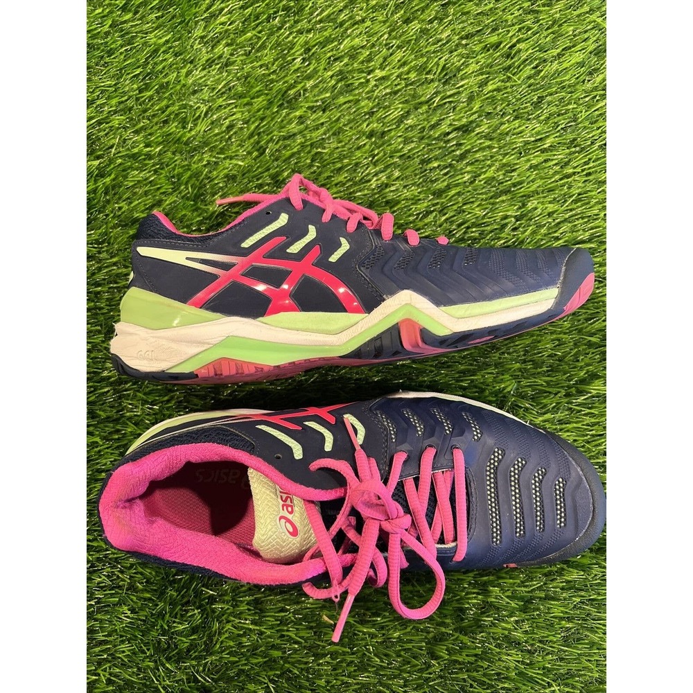 ASICS Gel-Resolution 7 sz 8 Blue Pink Womens Tennis Sneakers Shoes E751Y